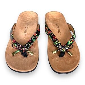 Vionic Bella II Tropical Black Size 7 Flip Flop